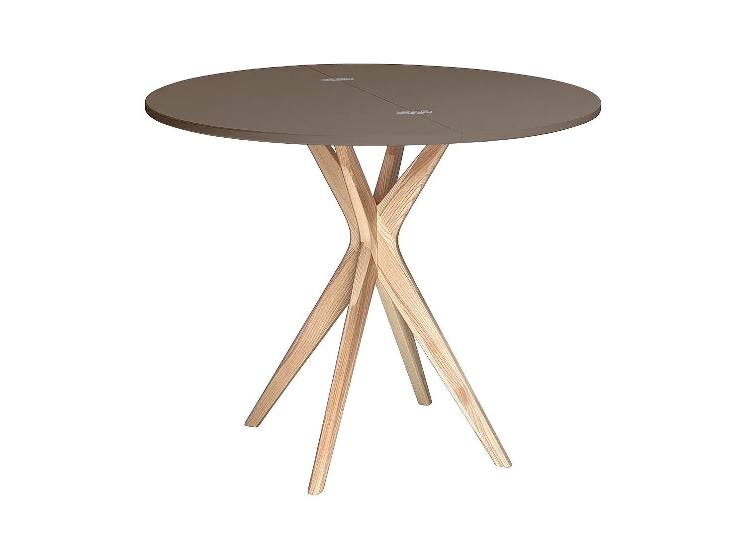 Table de salle à manger demi-ronde extensible 90 cm Jubi Gris Beige