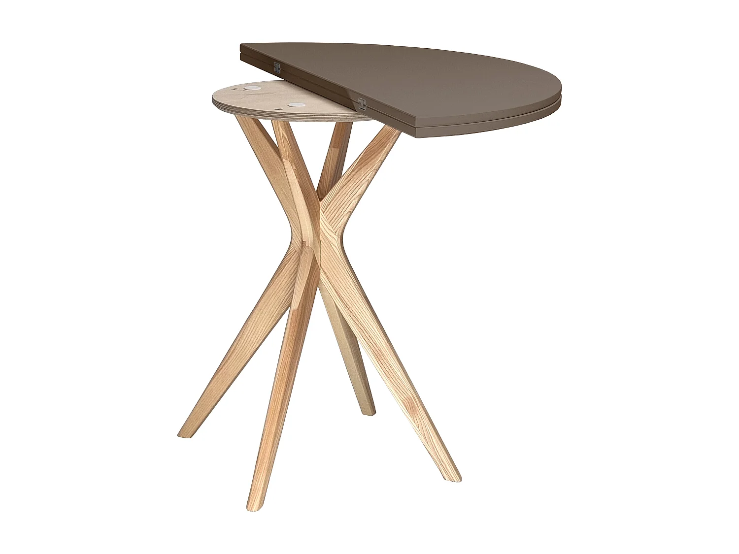 Halbrunder ausziehbarer Esstisch 90 cm Jubi Beigegrau