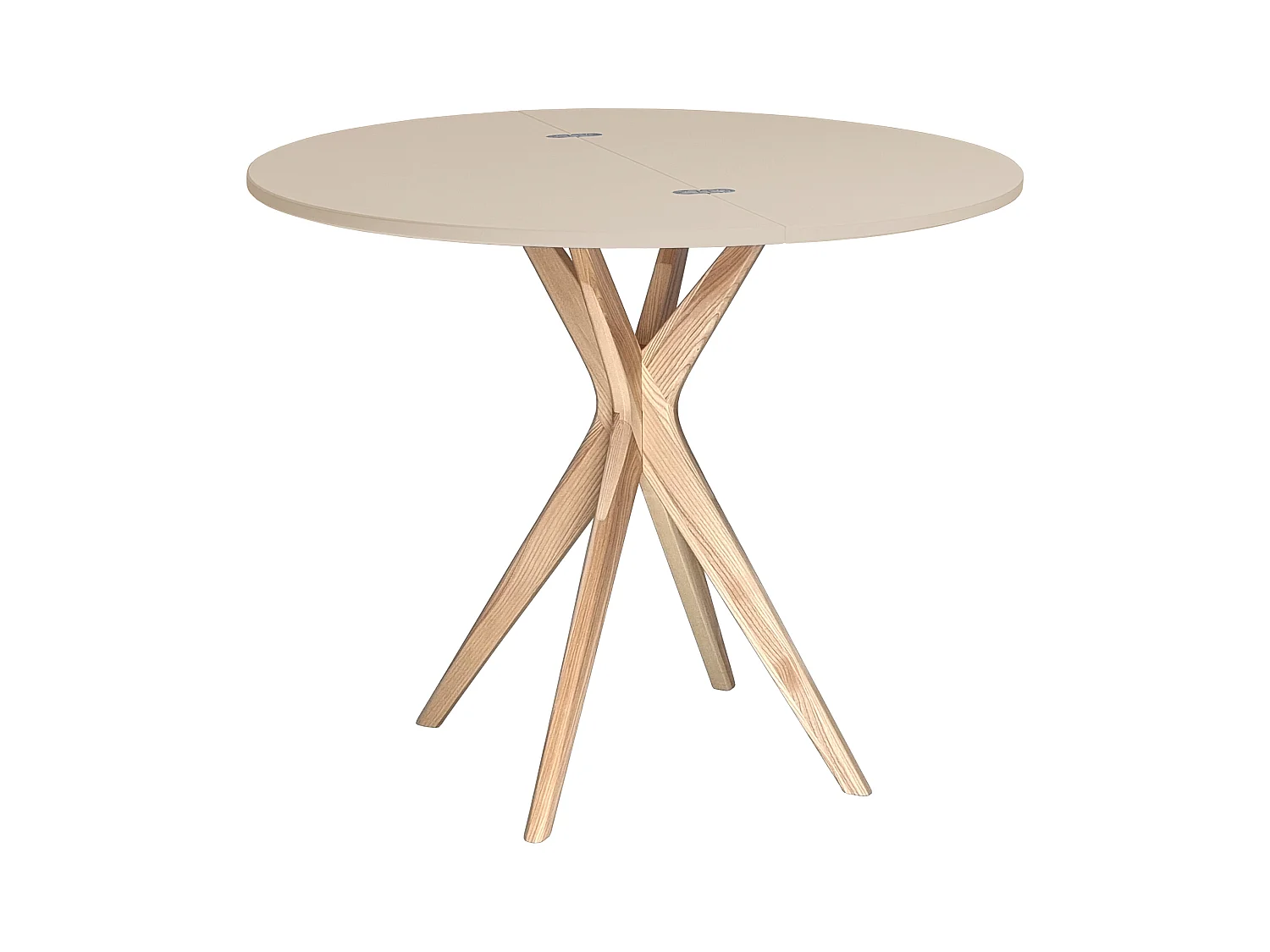 Table de salle à manger demi-ronde extensible 90 cm Jubi Brun Beige
