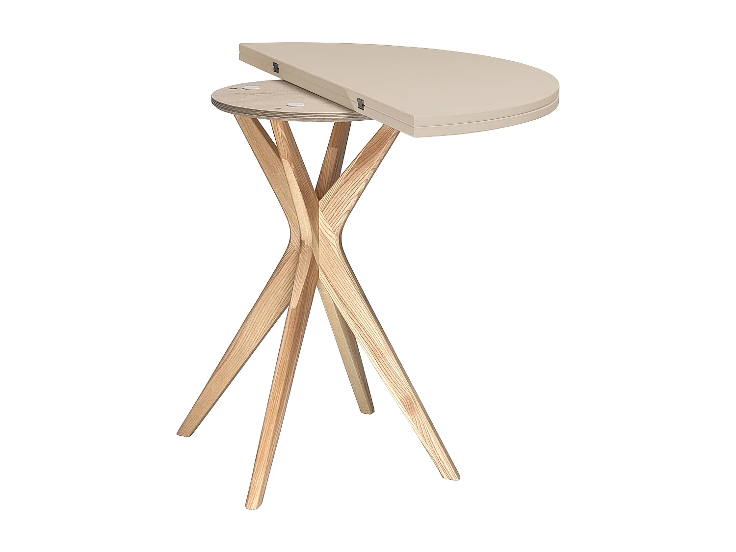 Halbrunder ausziehbarer Esstisch 90 cm Jubi Braun Beige