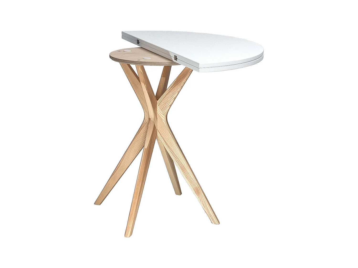 Table de salle à manger demi-ronde extensible 100 cm Jubi Blanche