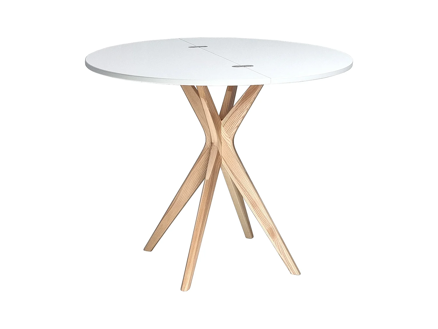 Table de salle à manger demi-ronde extensible 100 cm Jubi Blanche