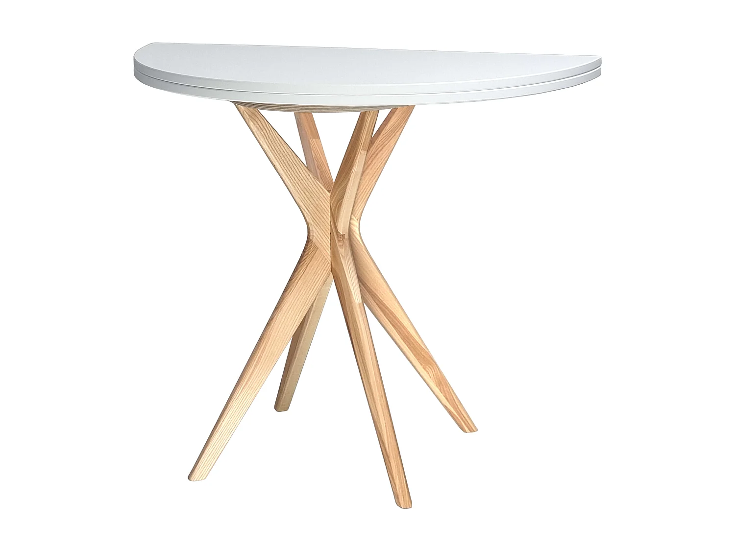 Halbrunder ausziehbarer Esstisch 100 cm Jubi Weiß