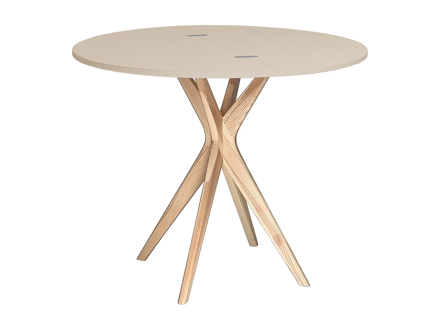 Halbrunder ausziehbarer Esstisch 100 cm Jubi Braun Beige