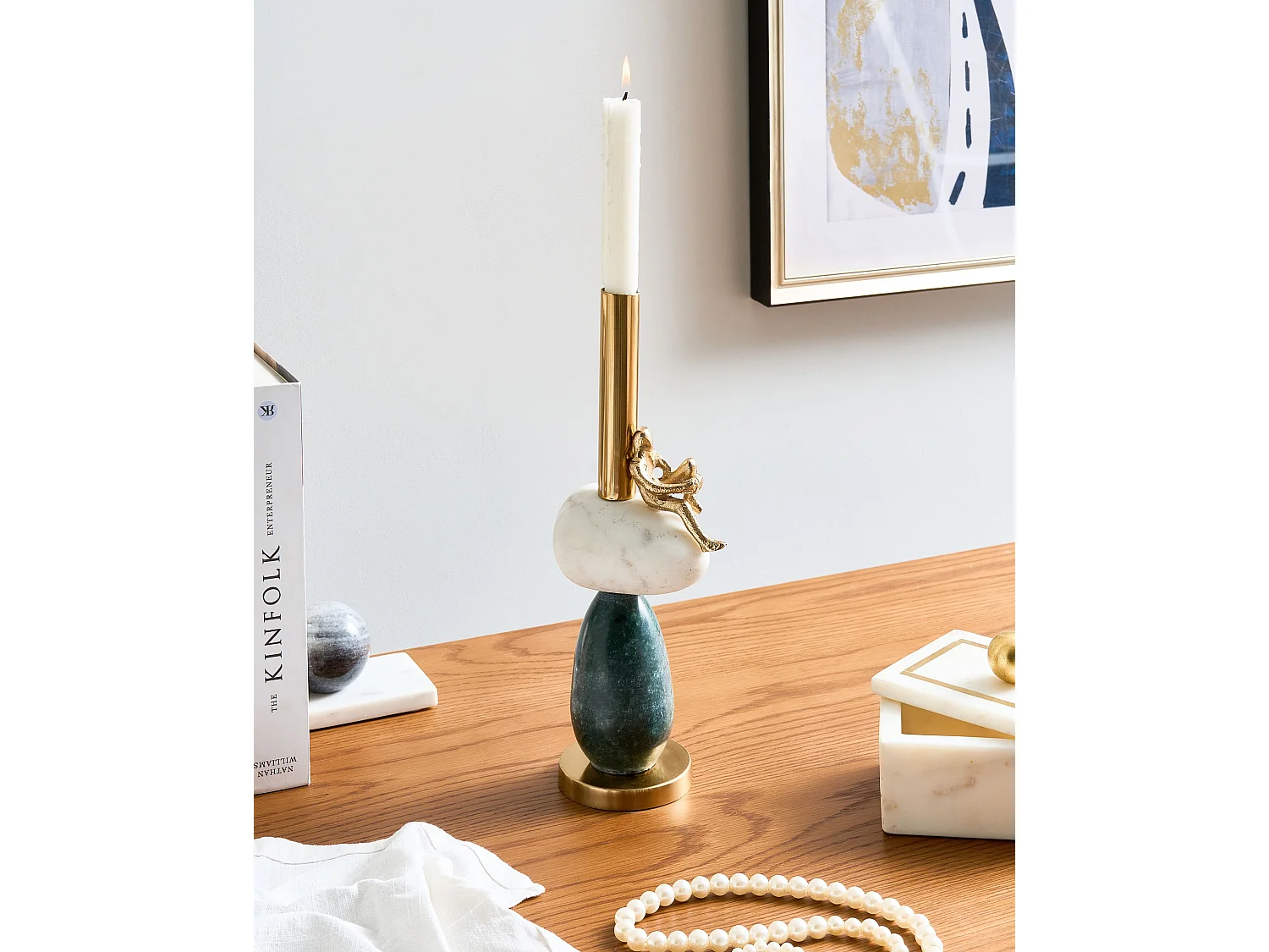 Bougeoir BARICE Marbre 34 cm Multicolore