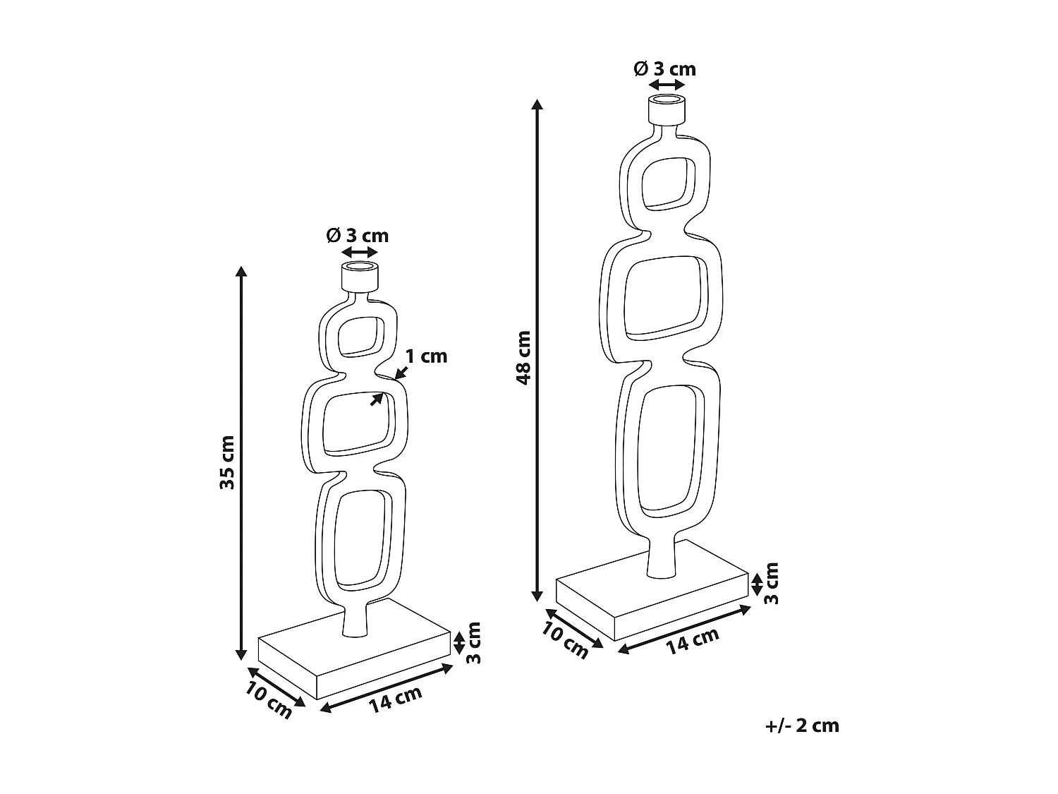 Lot de 2 bougeoirs SIPANJE Métal 35/48 cm Noir