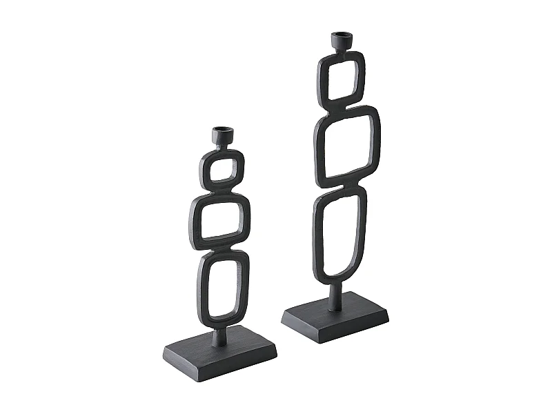 Lot de 2 bougeoirs SIPANJE Métal 35/48 cm Noir