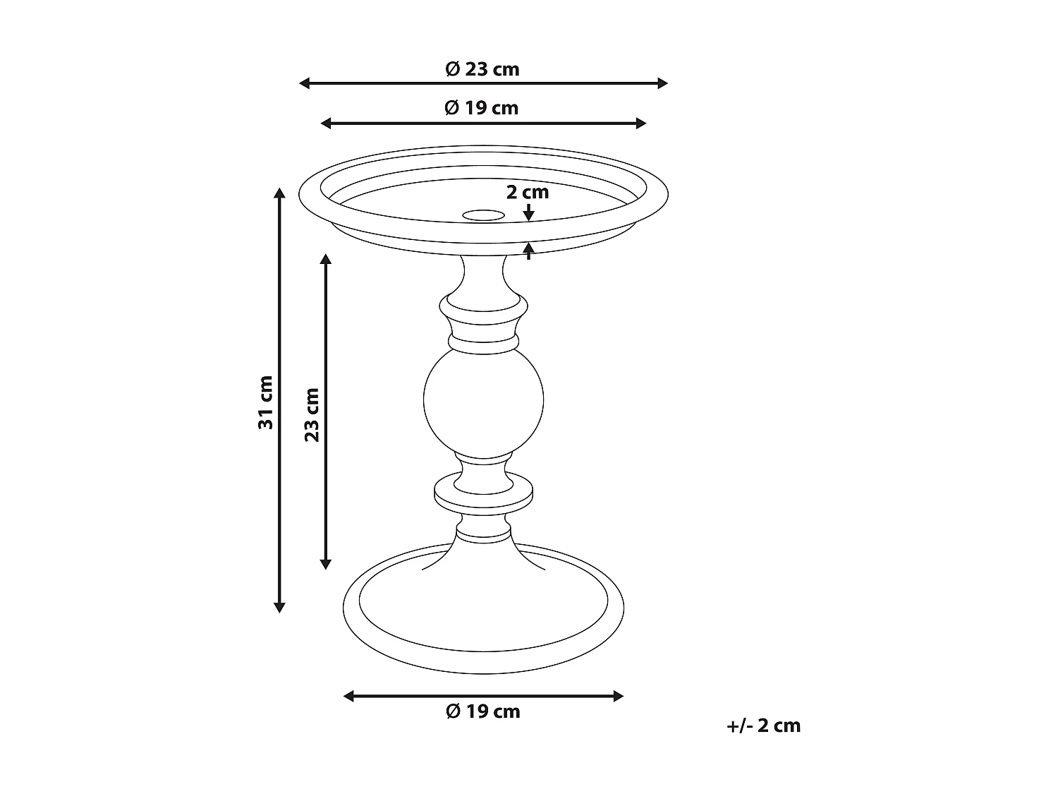 Bougeoir VODNO Métal 31 cm Doré