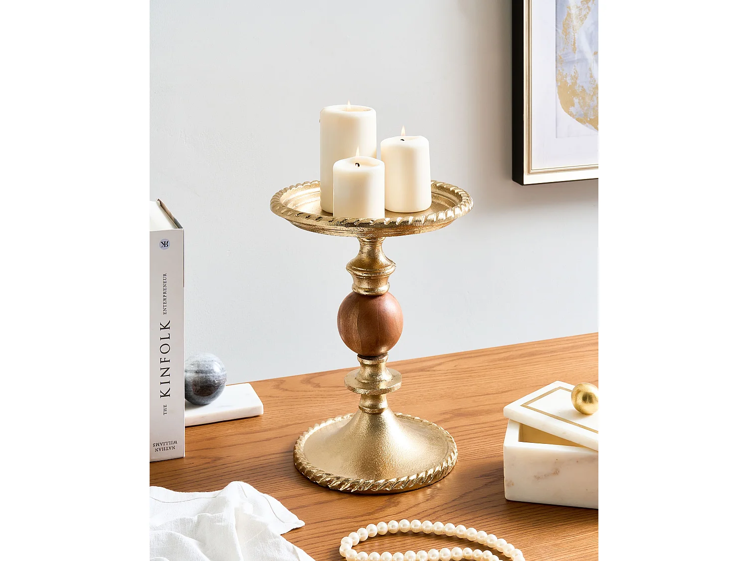 Bougeoir VODNO Métal 31 cm Doré