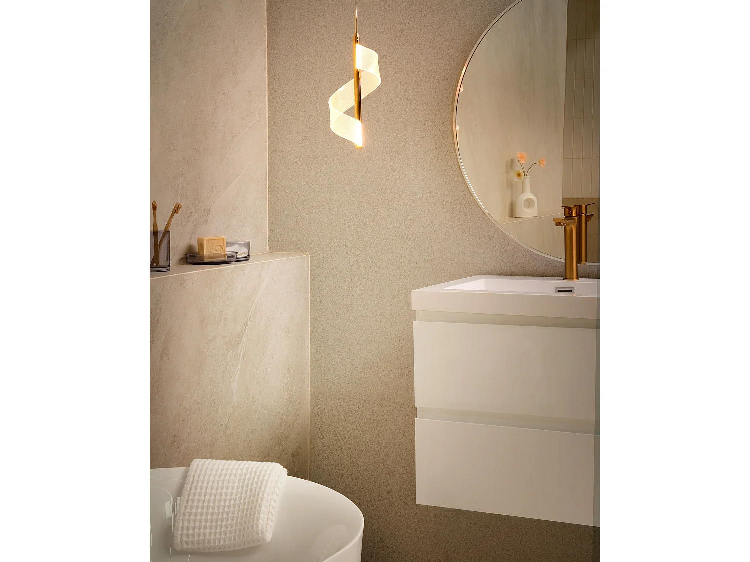 Lampe LED suspendue SARELA Métal Doré