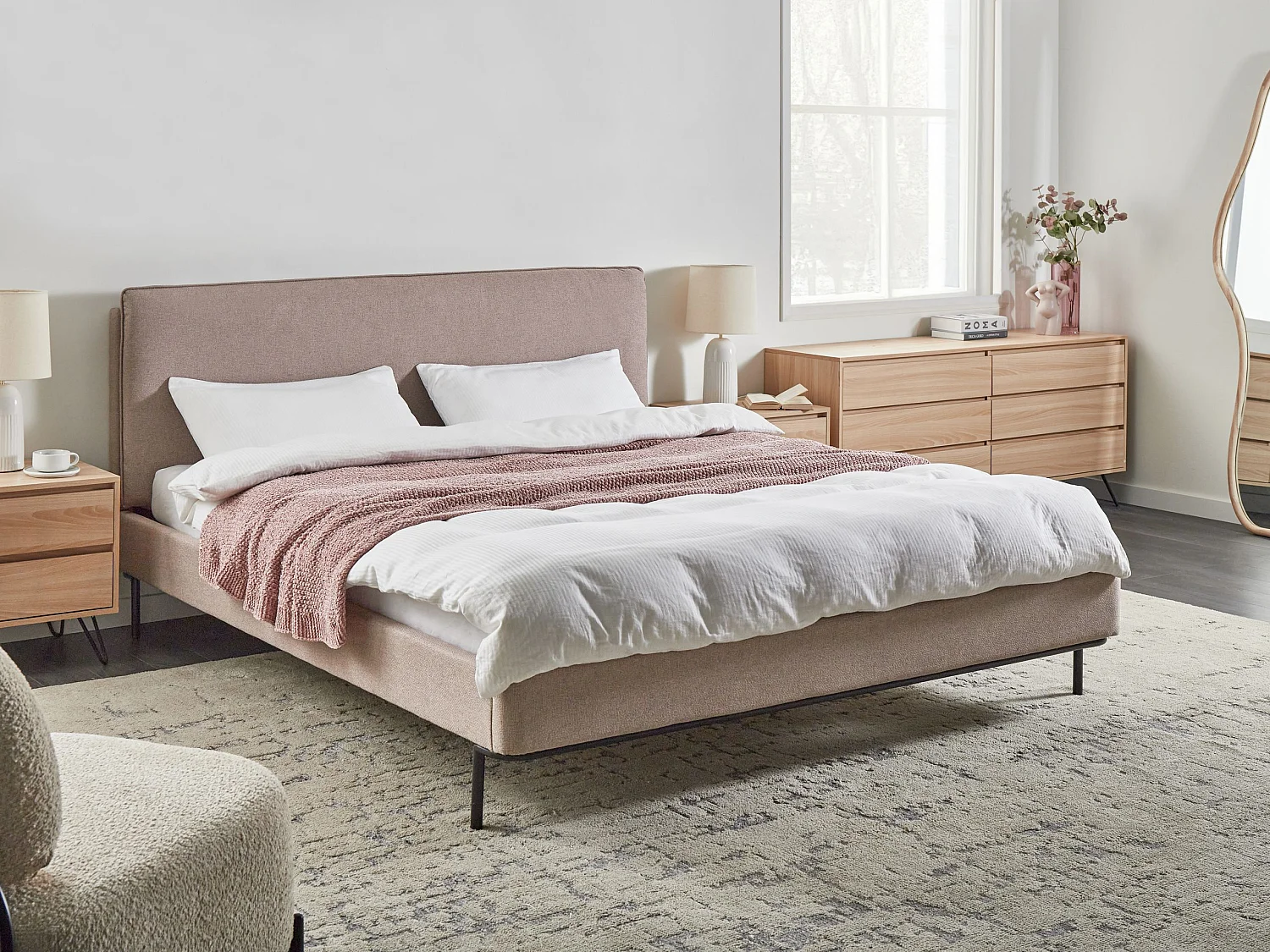 Bed Fabric CORIO 180 x 200 cm (EU Super King) Taupe