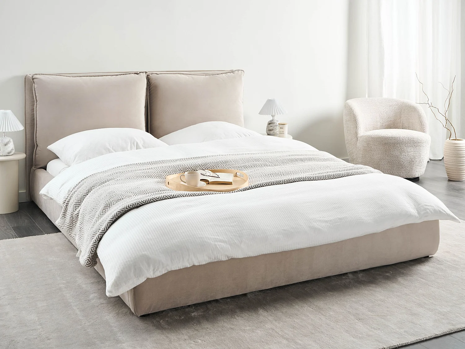 Bed Velvet BAJONNA 160 x 200 cm (EU King Size) Taupe