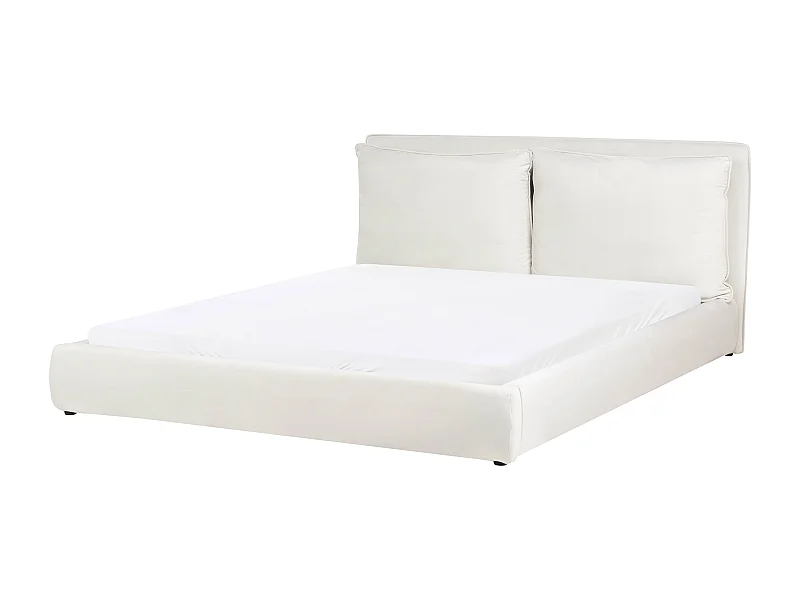 Lit avec sommier Velours BAJONNA 180 x 200 cm Blanc cassé
