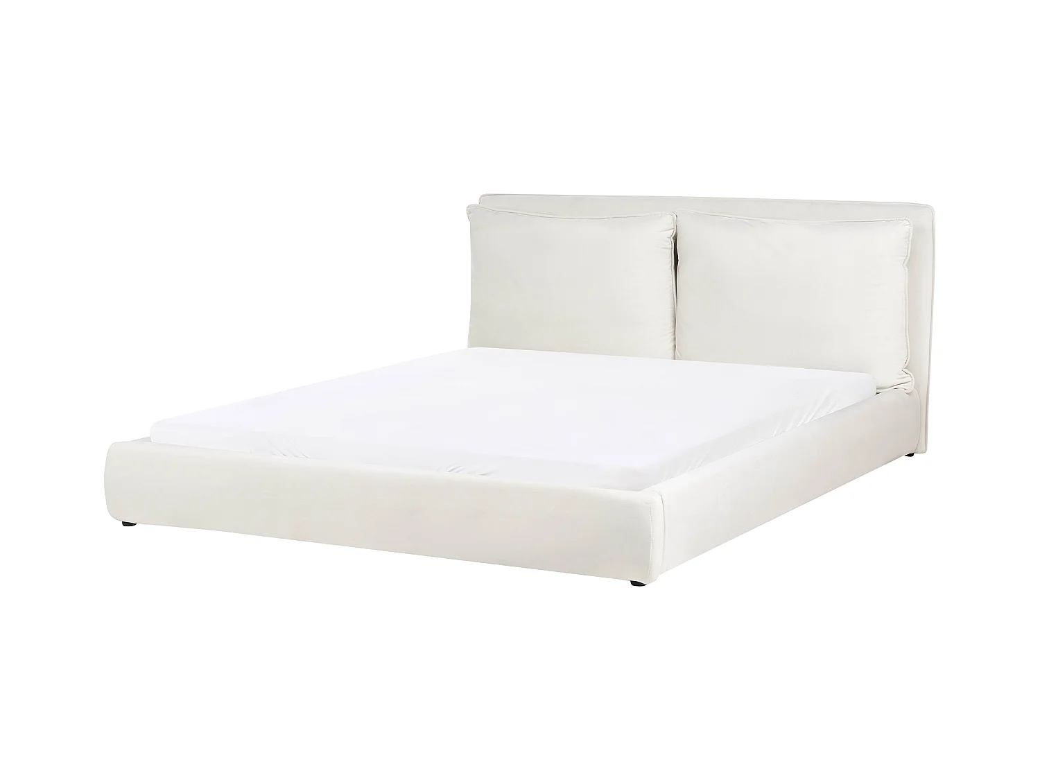 Lit avec sommier Velours BAJONNA 180 x 200 cm Blanc cassé