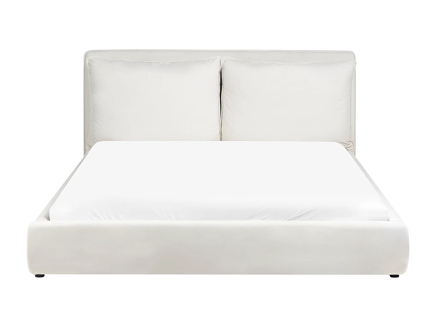 Lit avec sommier Velours BAJONNA 180 x 200 cm Blanc cassé