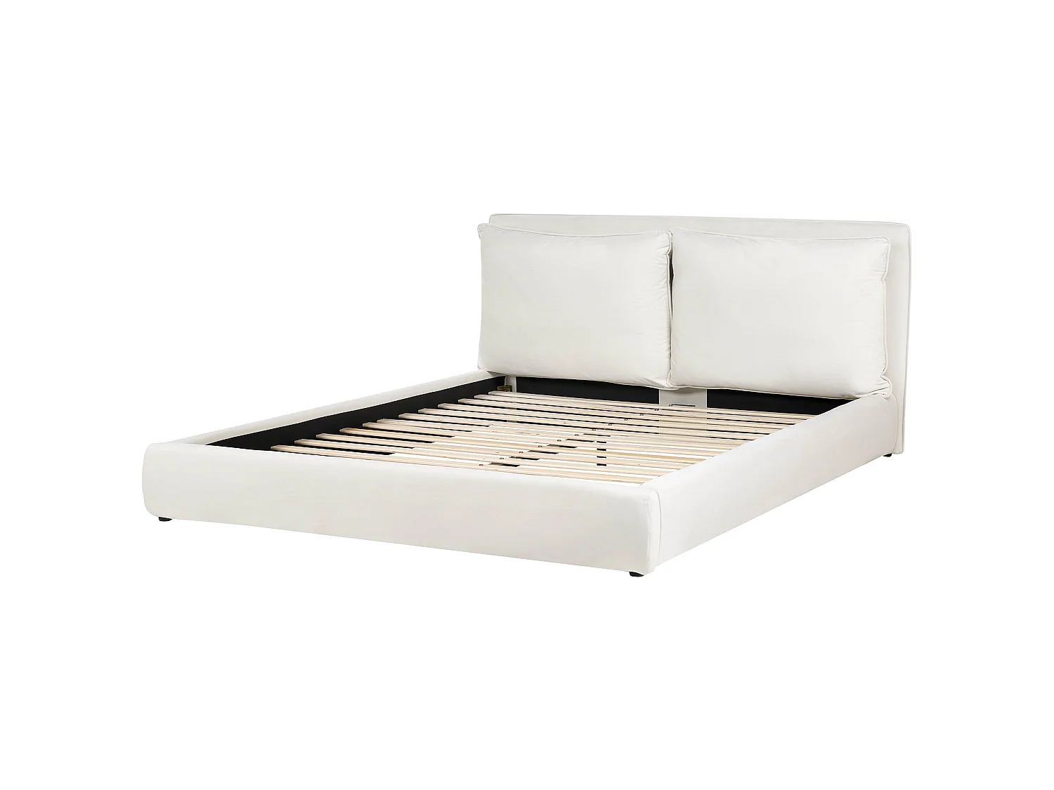 Lit avec sommier Velours BAJONNA 180 x 200 cm Blanc cassé