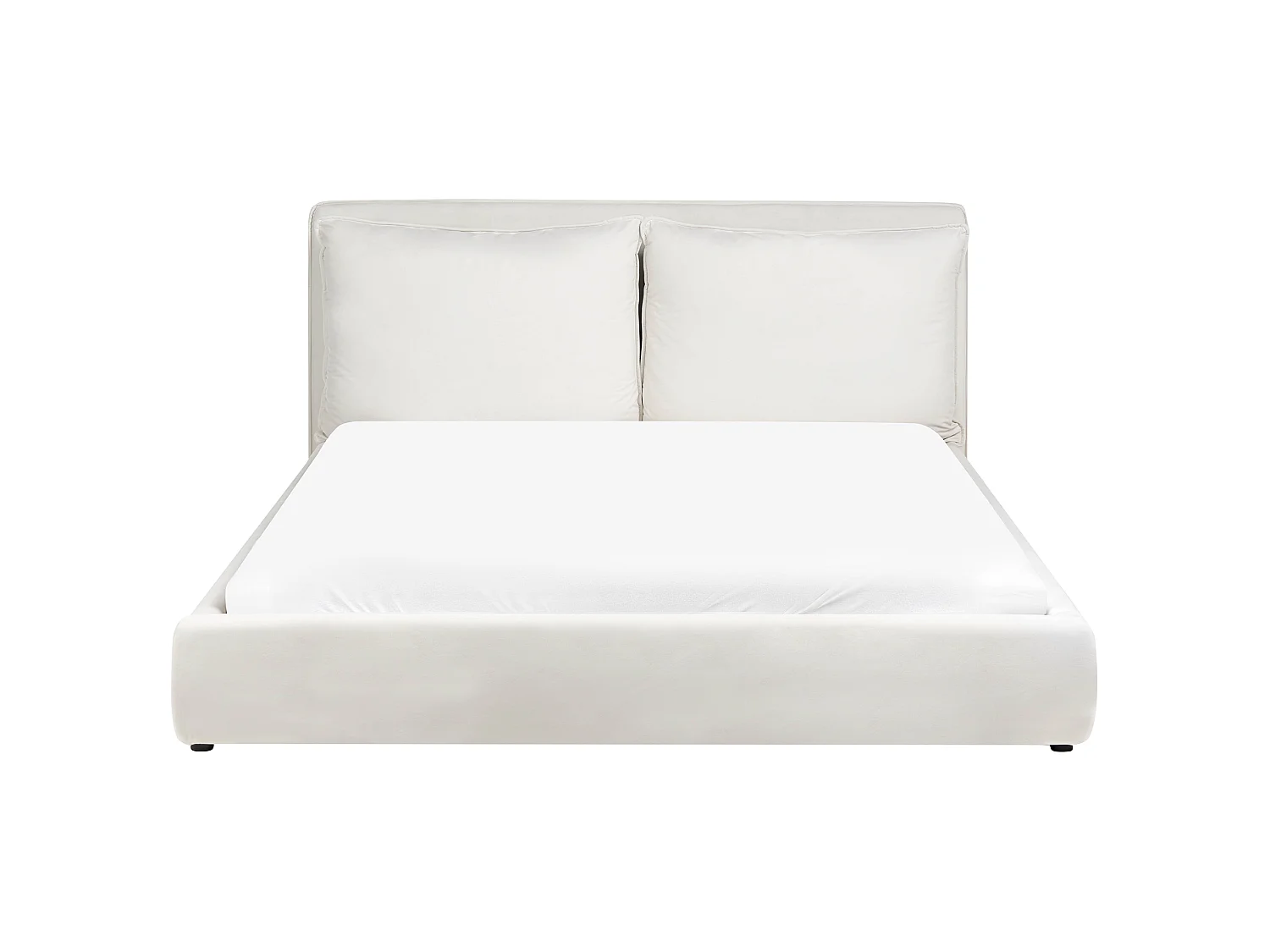 Lit avec sommier Velours BAJONNA 180 x 200 cm Blanc cassé