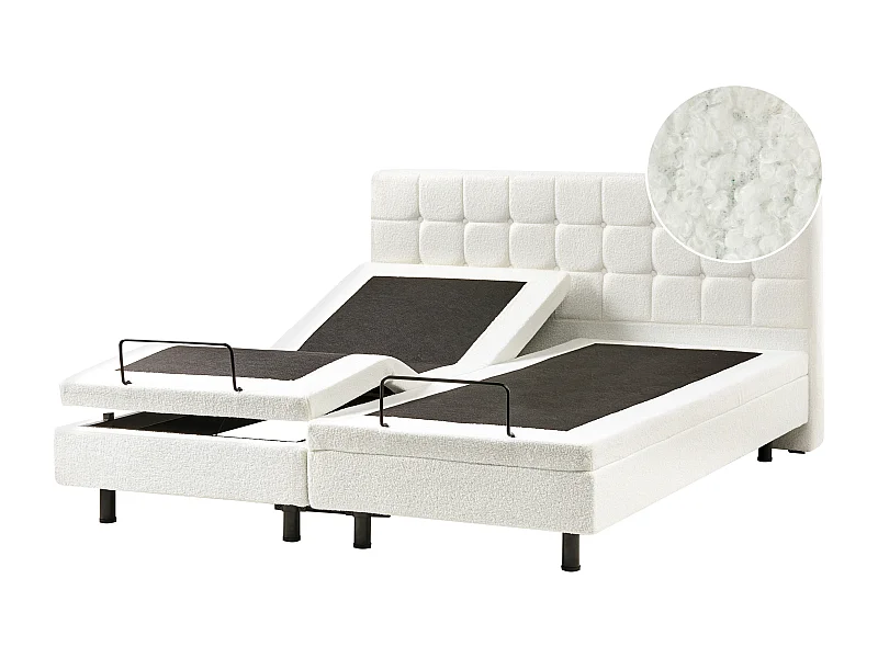 Lit réglable Bouclé DUKE 180 x 200 cm Blanc cassé