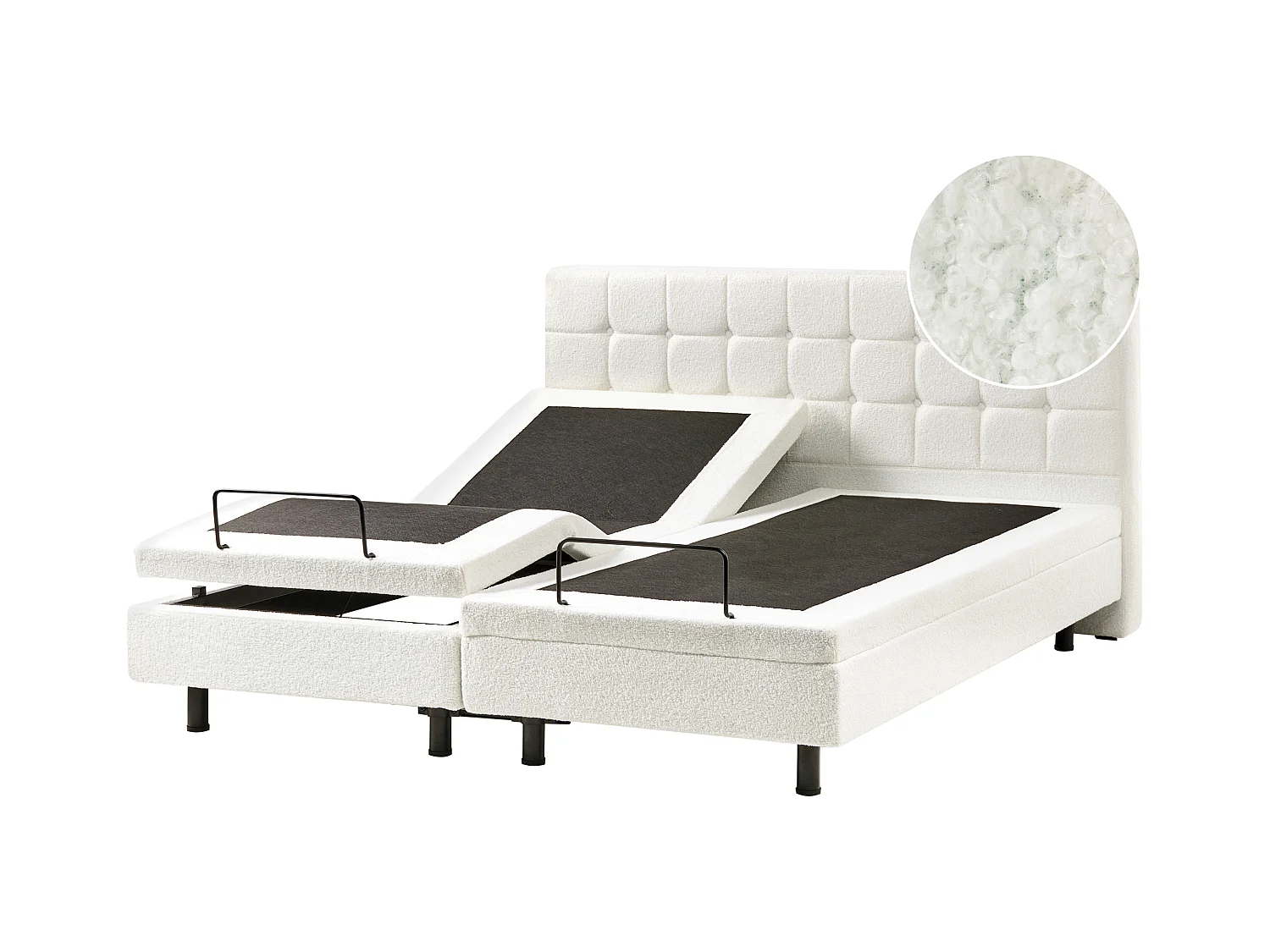 Lit réglable Bouclé DUKE 180 x 200 cm Blanc cassé