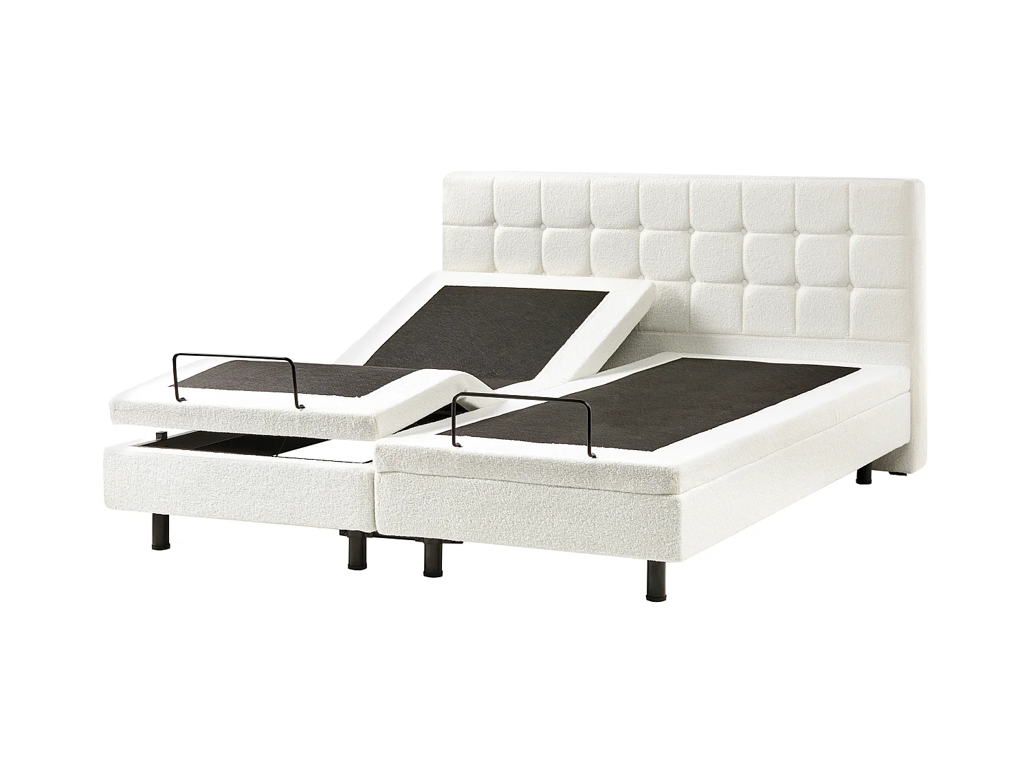 Lit réglable Bouclé DUKE 180 x 200 cm Blanc cassé