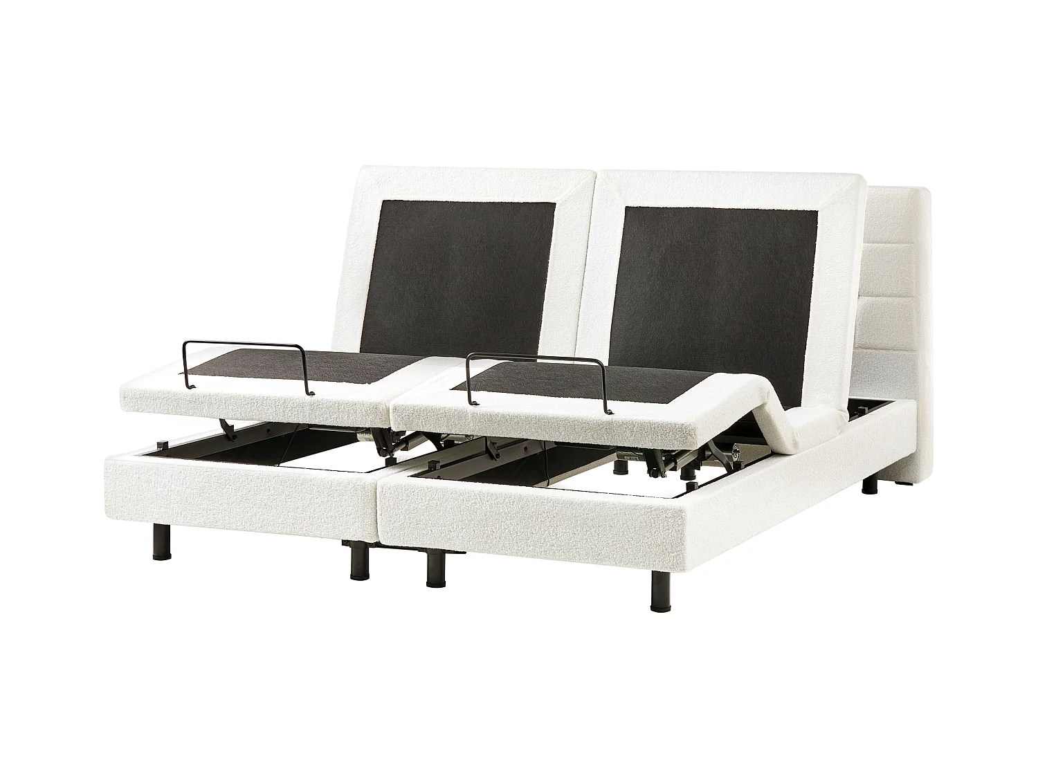 Lit réglable Bouclé DUKE 180 x 200 cm Blanc cassé