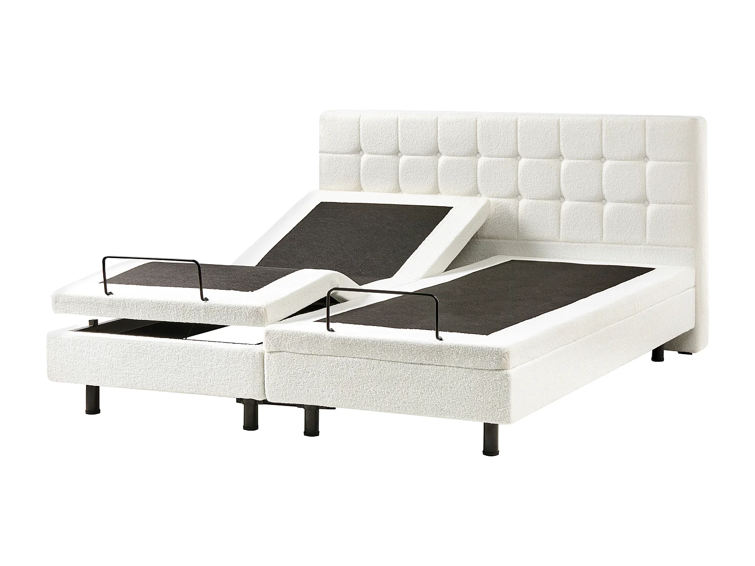 Lit réglable Bouclé DUKE 180 x 200 cm Blanc cassé