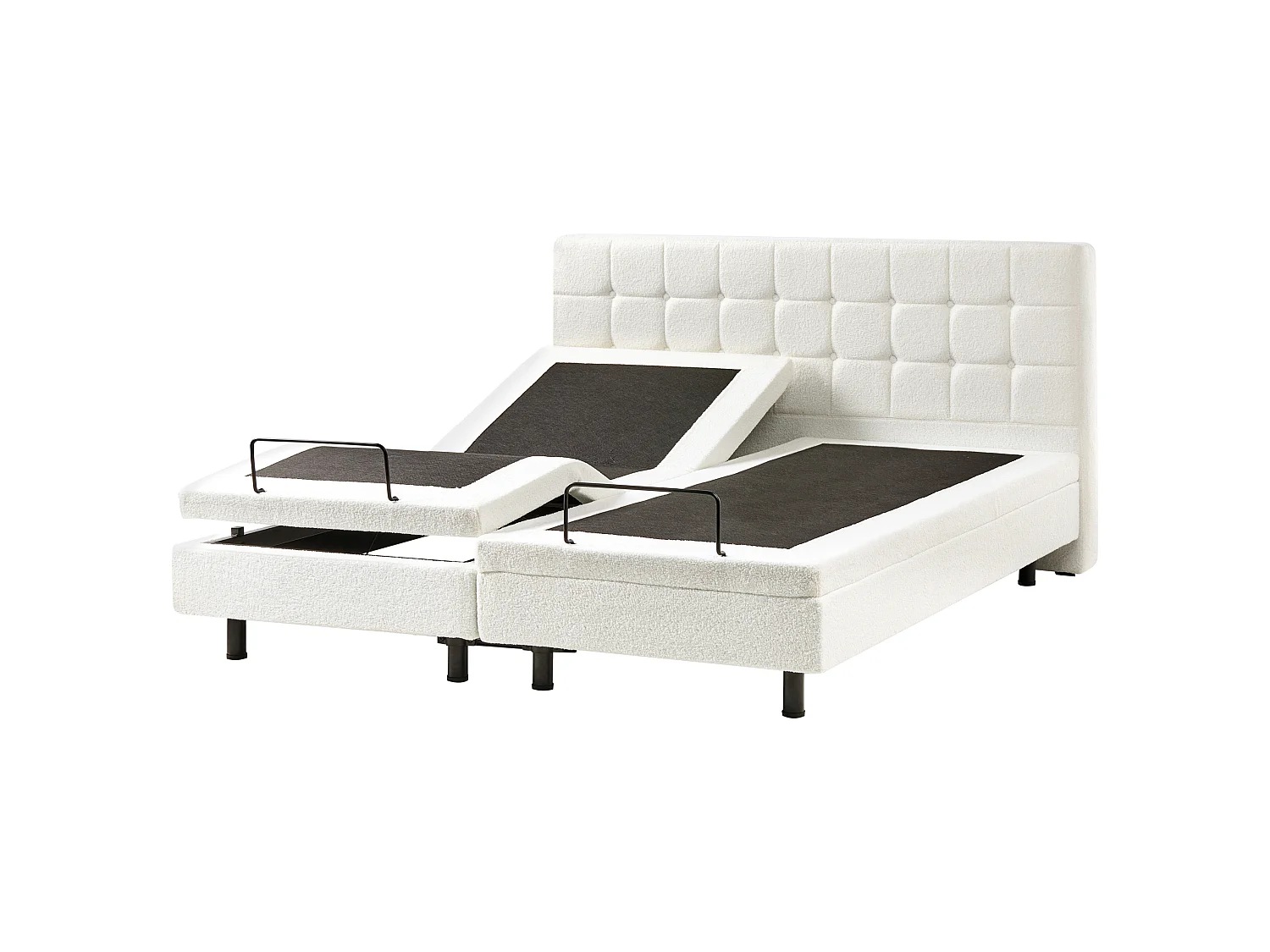 Lit réglable Bouclé DUKE 180 x 200 cm Blanc cassé