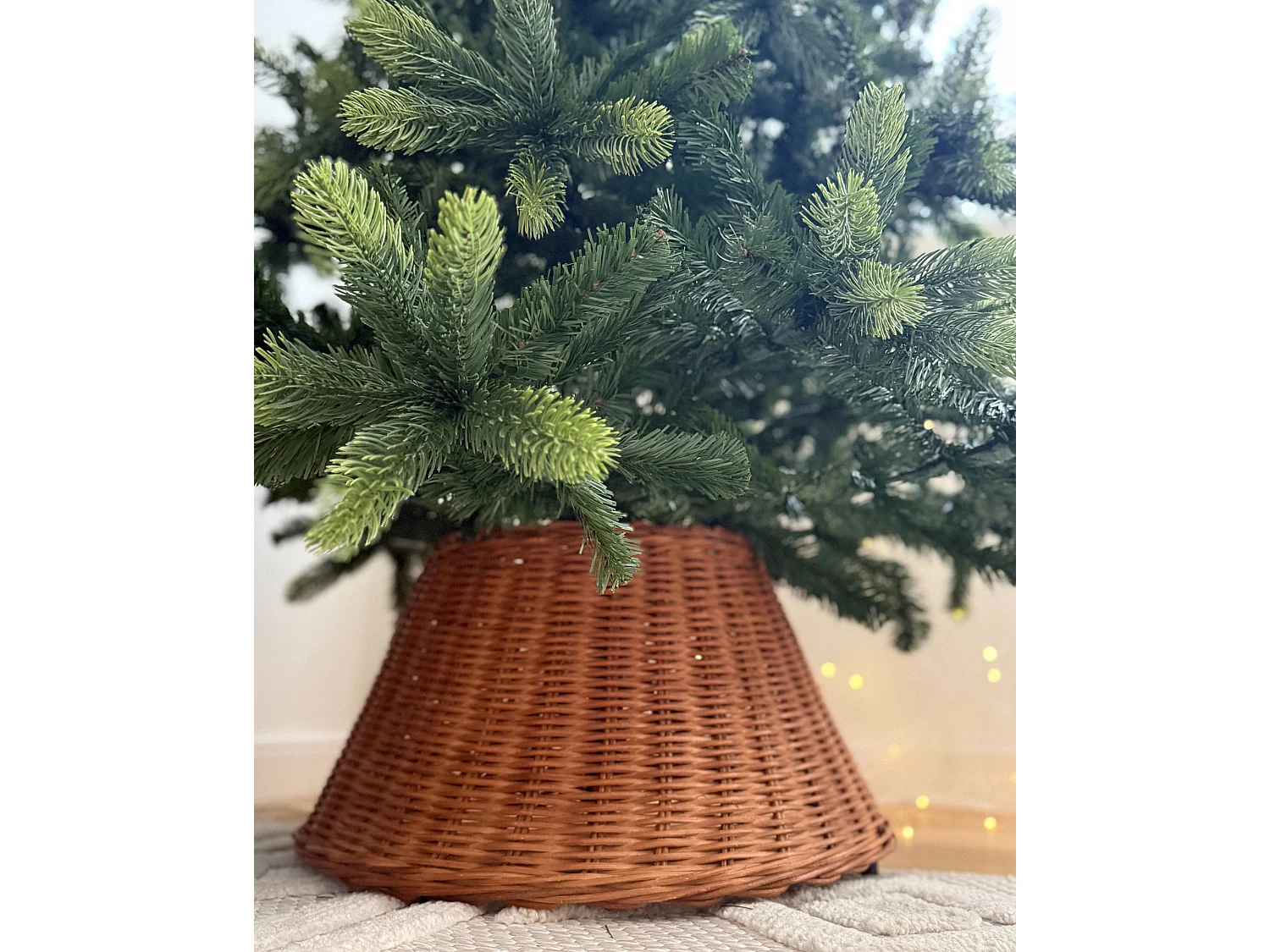 Jupe de sapin de Noël FLOCON 47 cm Rotin Naturel