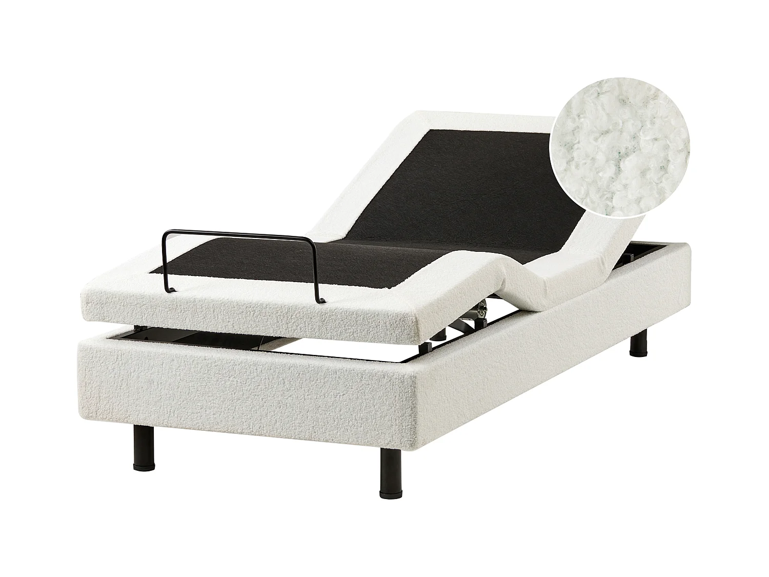 Lit réglable sans tête de lit Bouclé DUKE 80 x 200 cm Blanc cassé