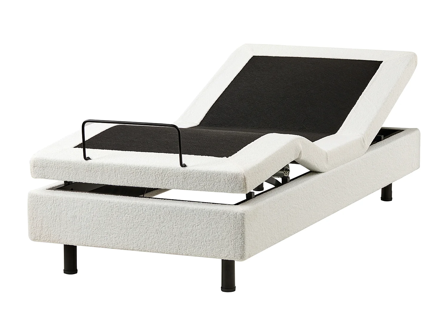 Lit réglable sans tête de lit Bouclé DUKE 80 x 200 cm Blanc cassé