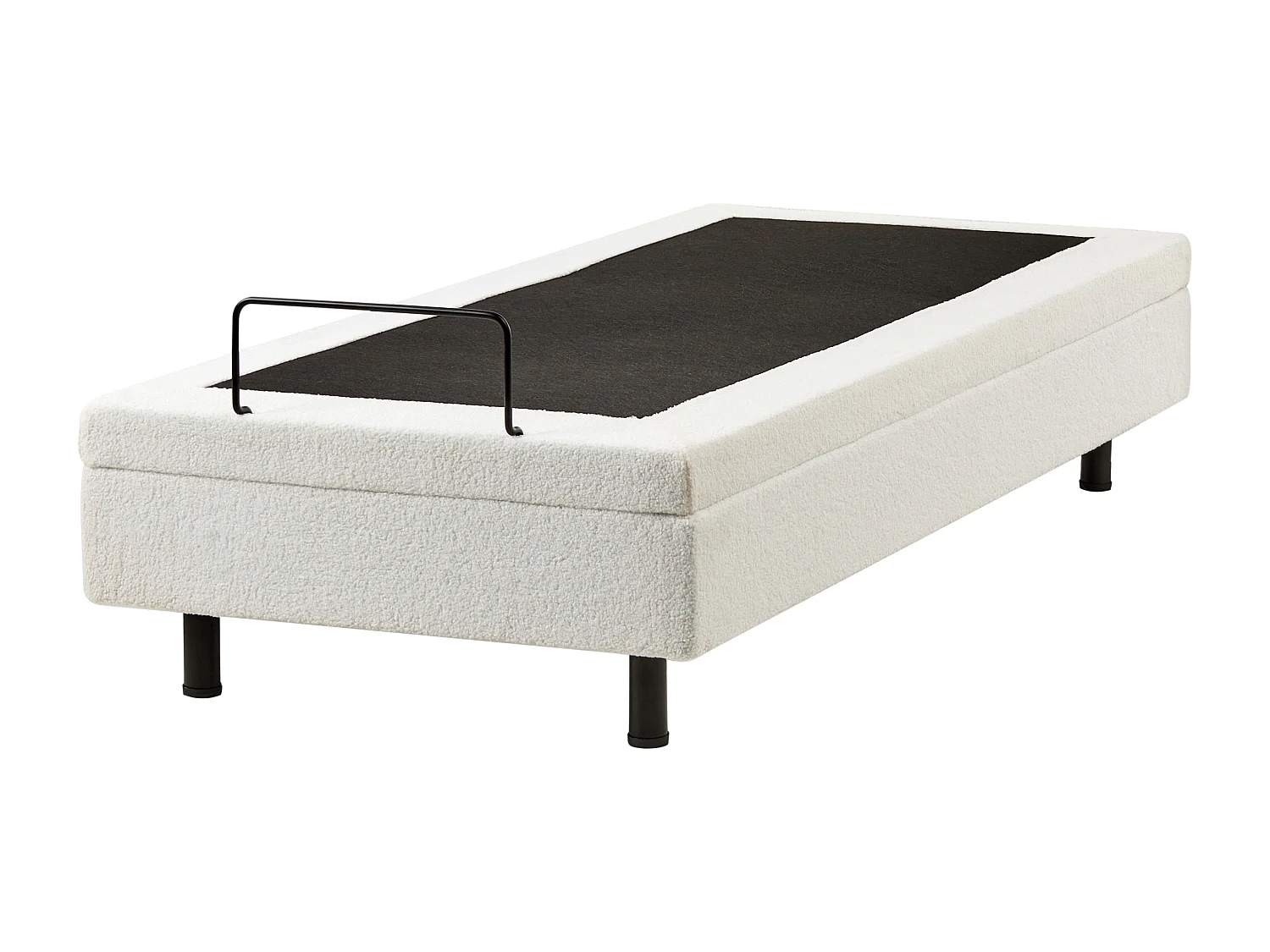 Lit réglable sans tête de lit Bouclé DUKE 80 x 200 cm Blanc cassé