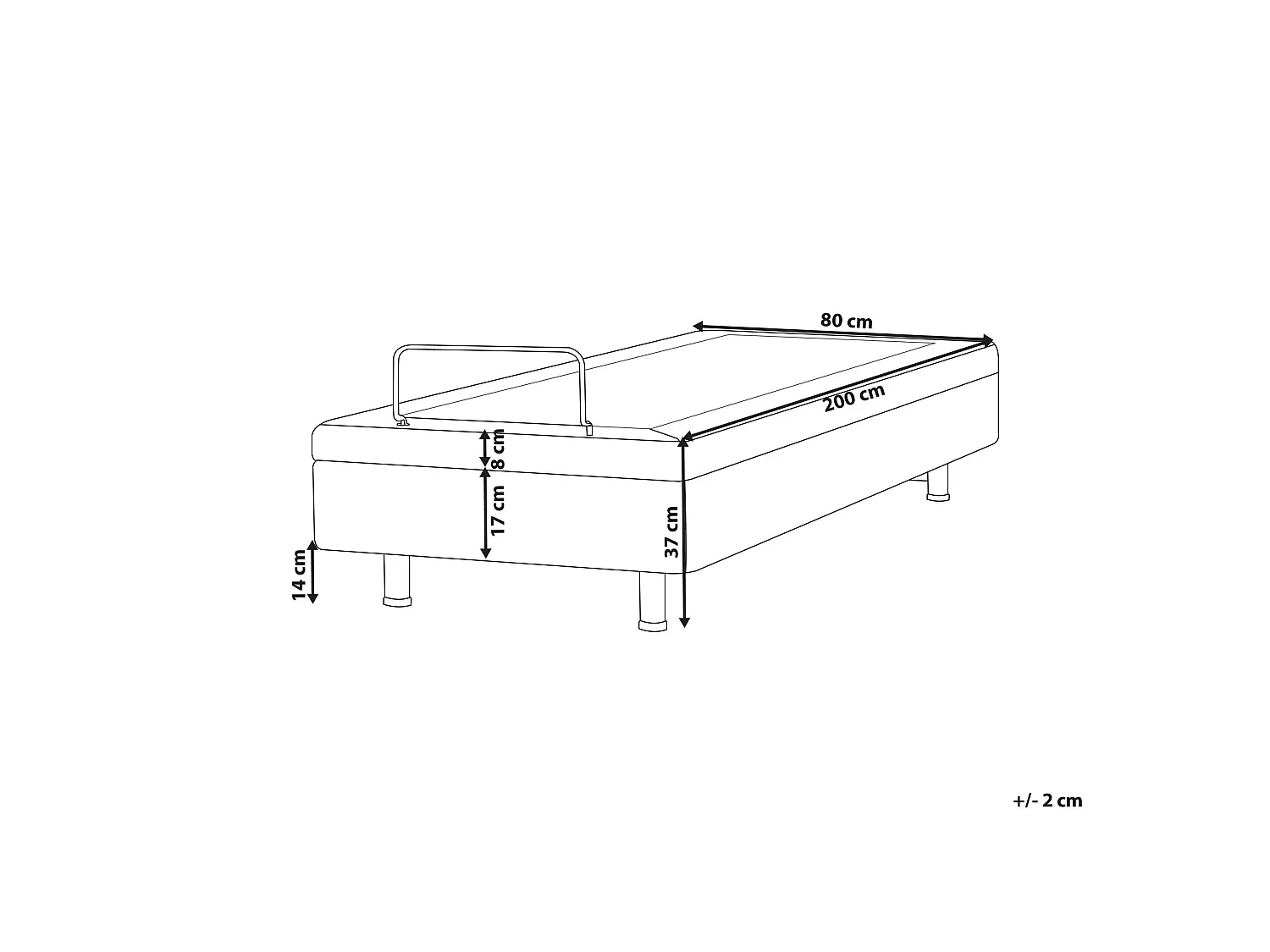Lit réglable sans tête de lit Bouclé DUKE 80 x 200 cm Blanc cassé