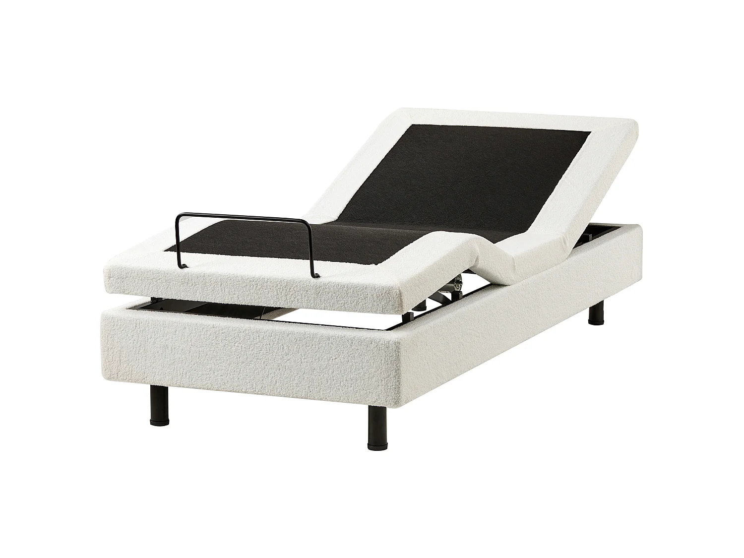 Lit réglable sans tête de lit Bouclé DUKE 80 x 200 cm Blanc cassé