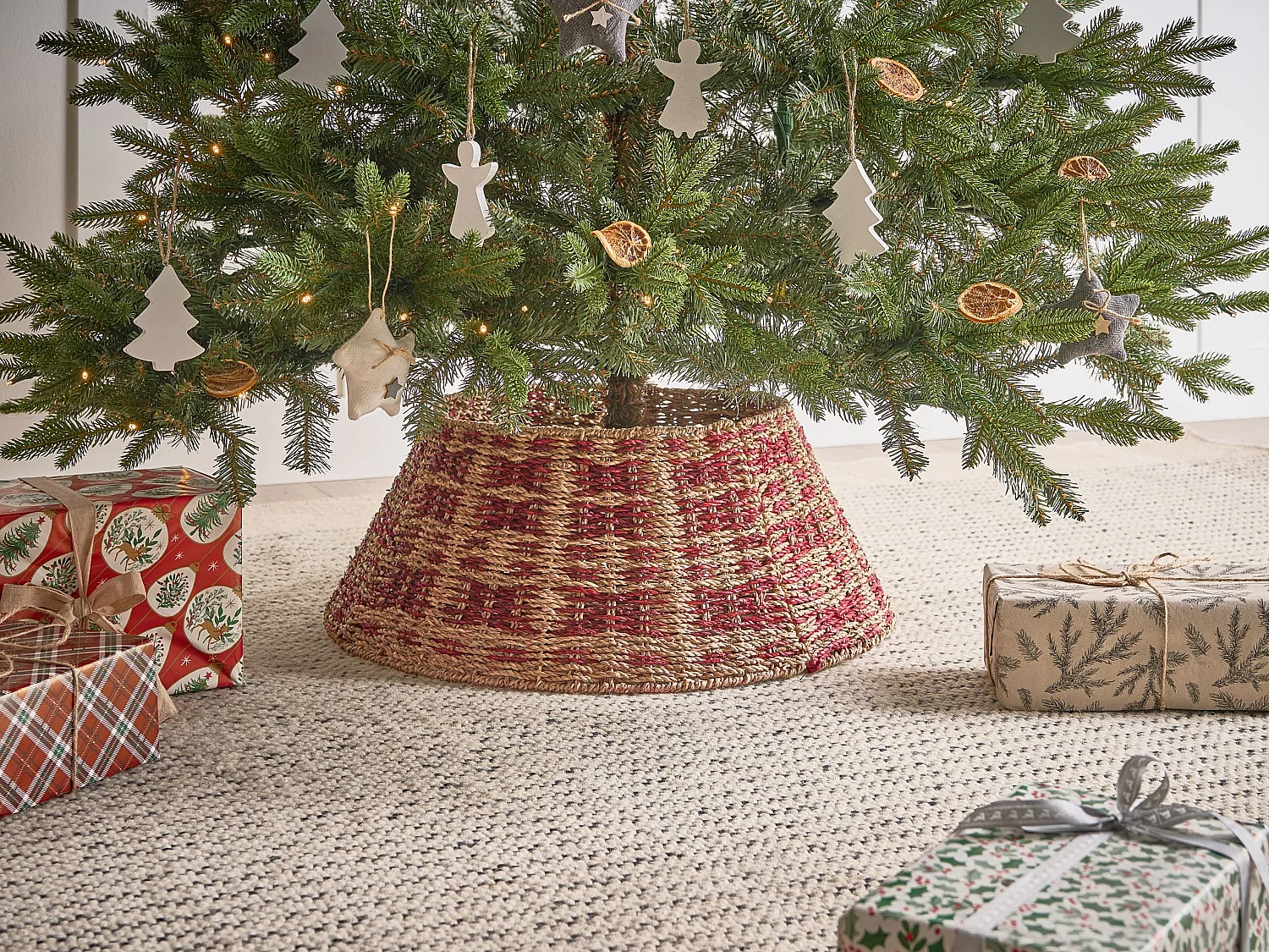 Jupe de sapin de Noël NEIGE Herbier marin Naturel 52 cm