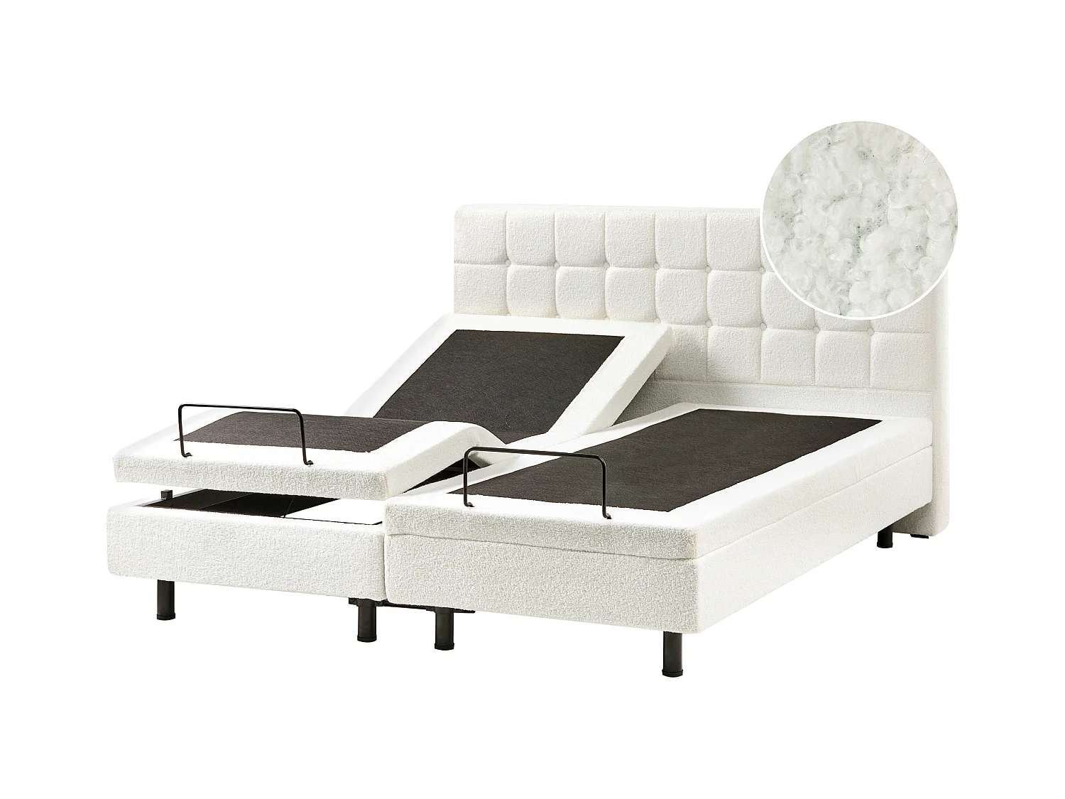 Lit réglable Bouclé DUKE 160 x 200 cm Blanc cassé