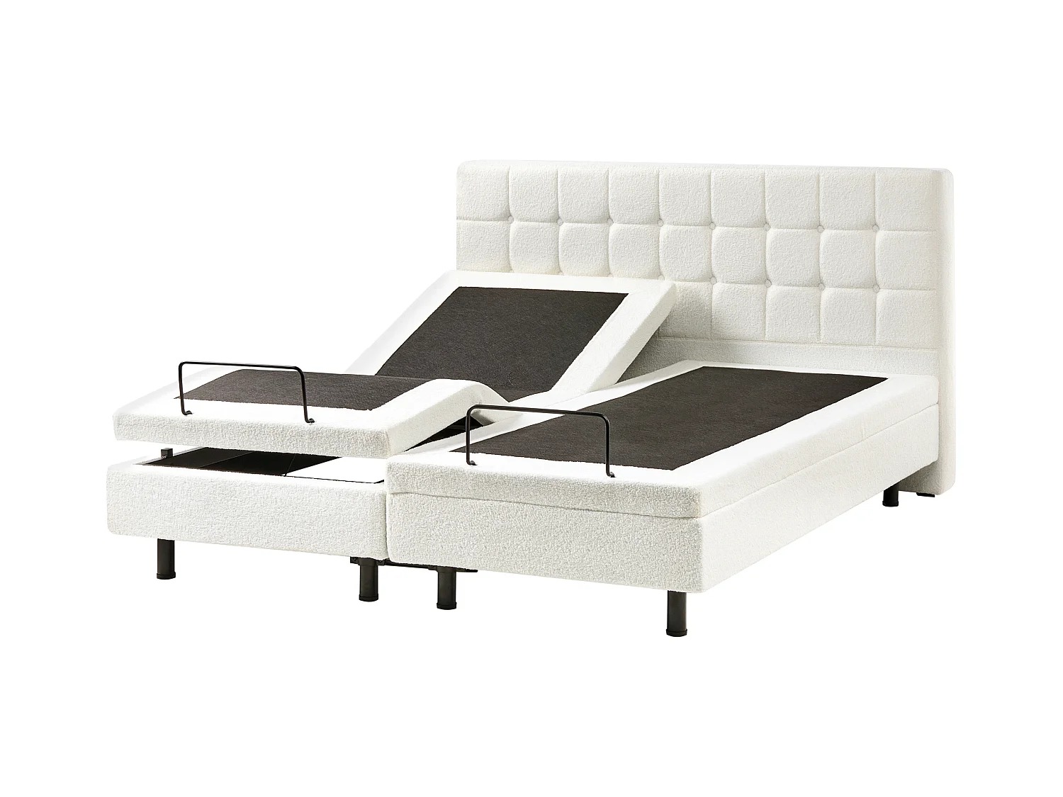 Lit réglable Bouclé DUKE 160 x 200 cm Blanc cassé