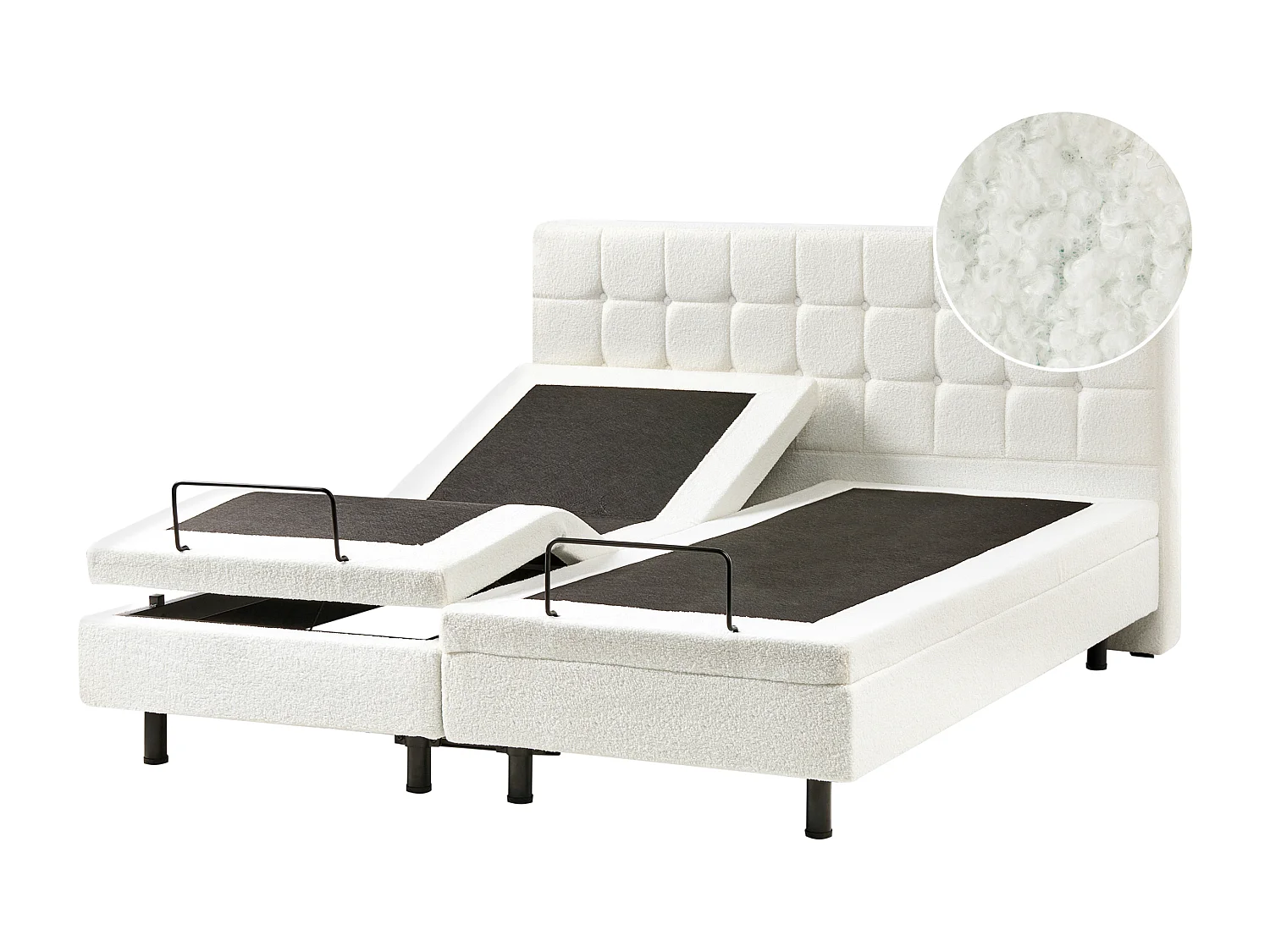 Lit réglable Bouclé DUKE 160 x 200 cm Blanc cassé