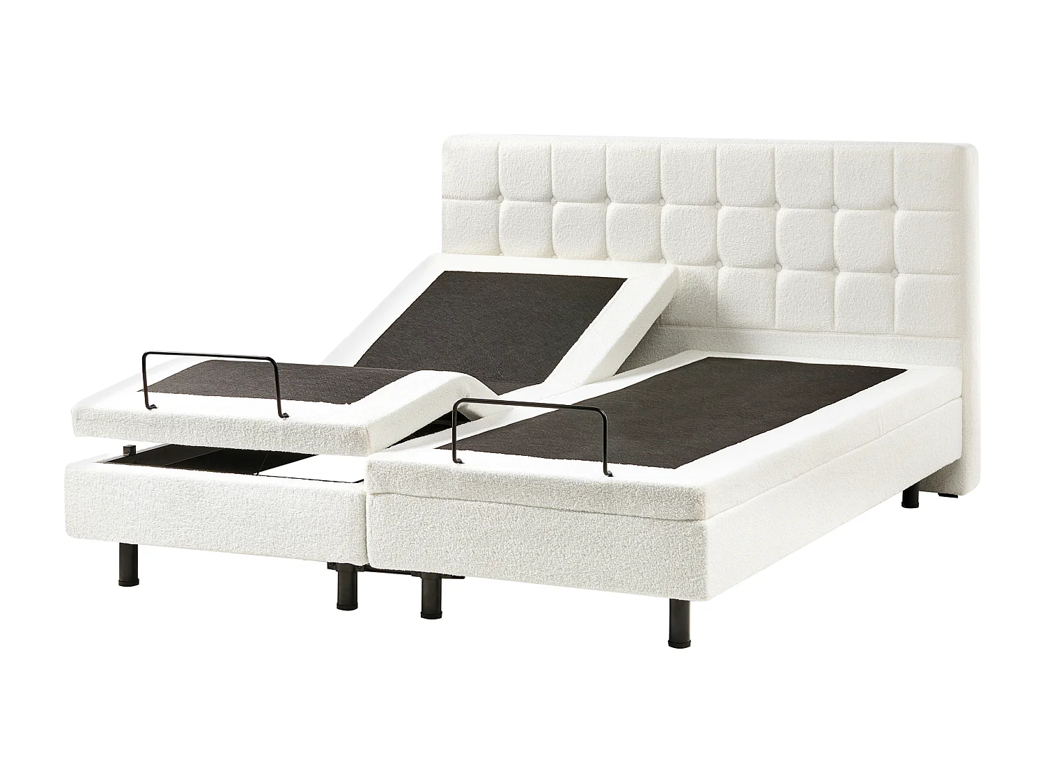 Lit réglable Bouclé DUKE 160 x 200 cm Blanc cassé