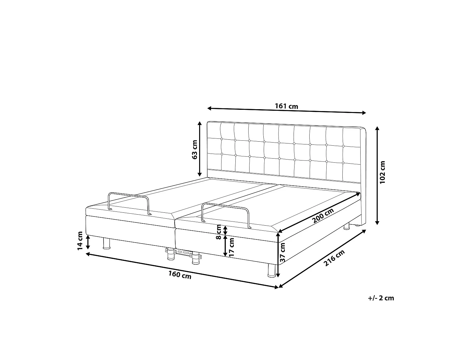 Lit réglable Bouclé DUKE 160 x 200 cm Blanc cassé