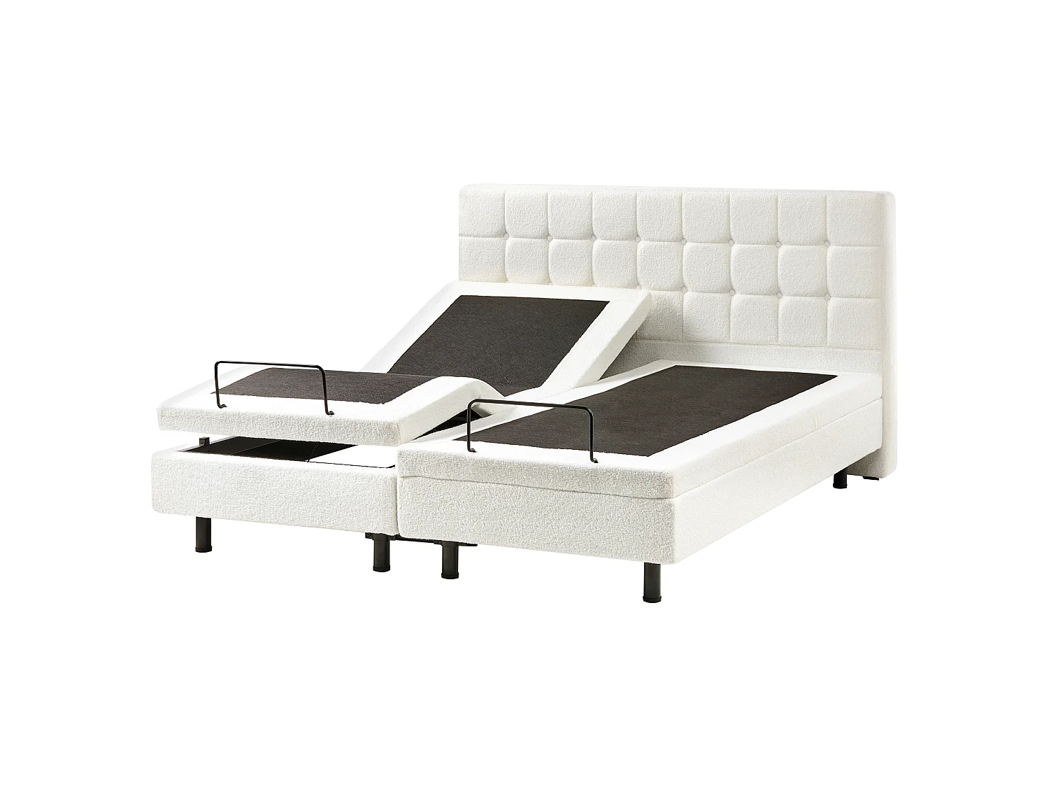 Lit réglable Bouclé DUKE 160 x 200 cm Blanc cassé