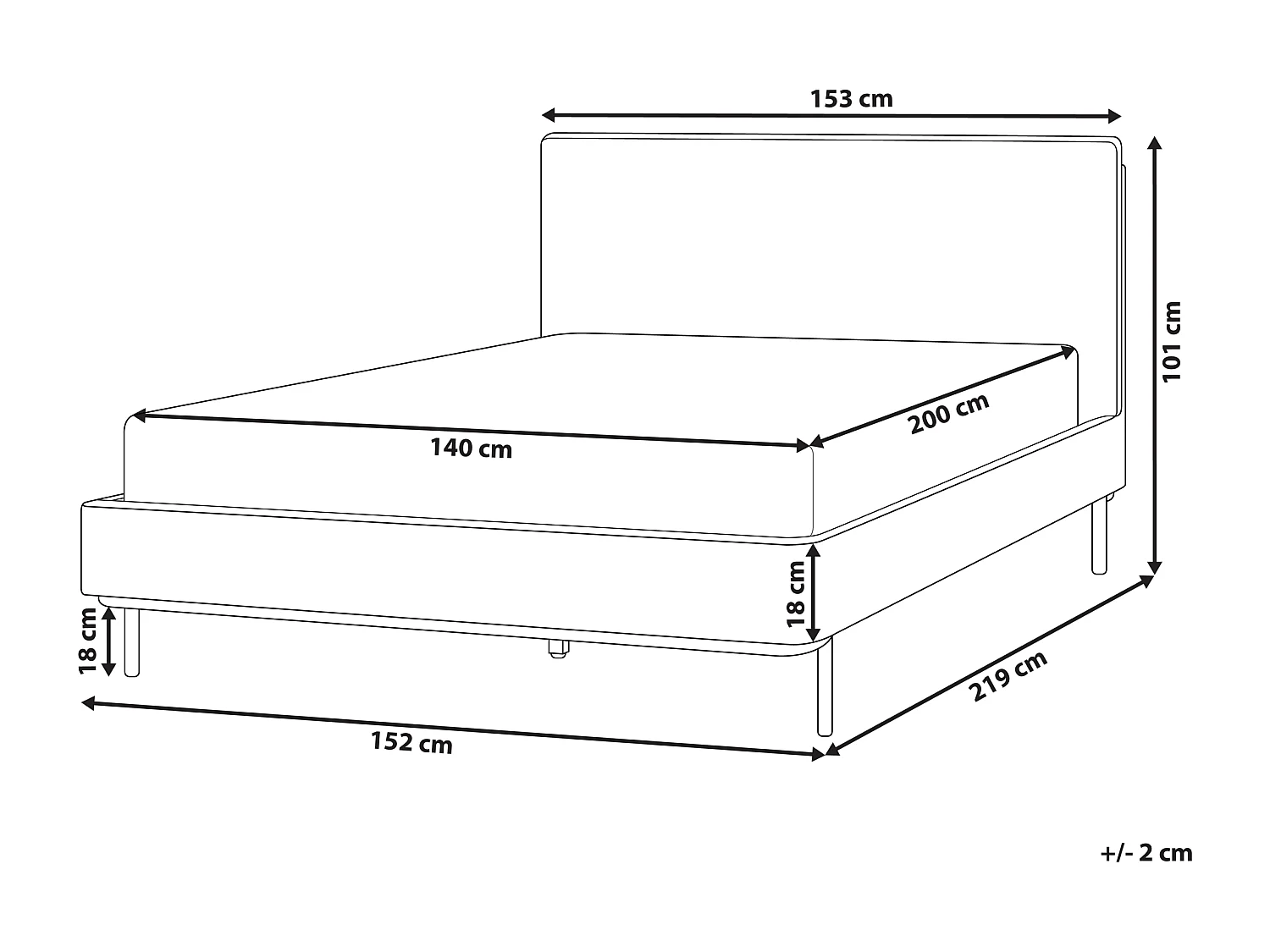 Lit avec sommier Tissu CORIO 140 x 200 cm Taupe