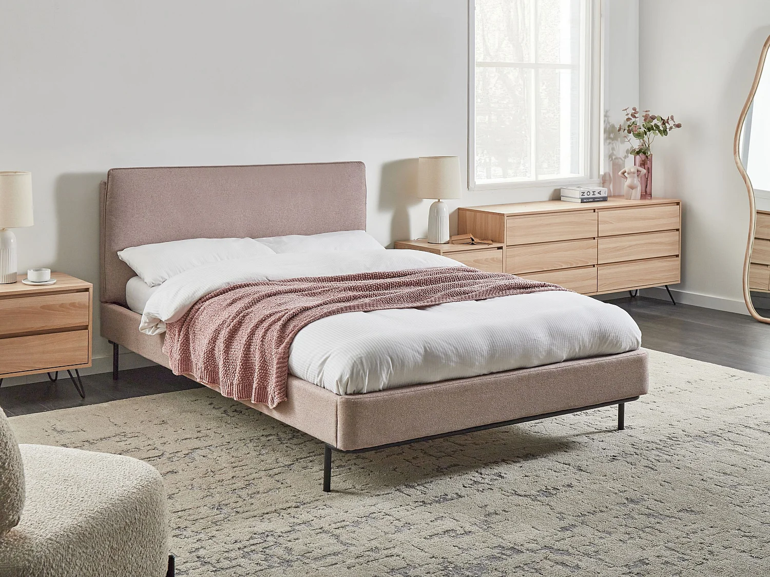 Bed Fabric CORIO 140 x 200 cm (EU Double) Taupe