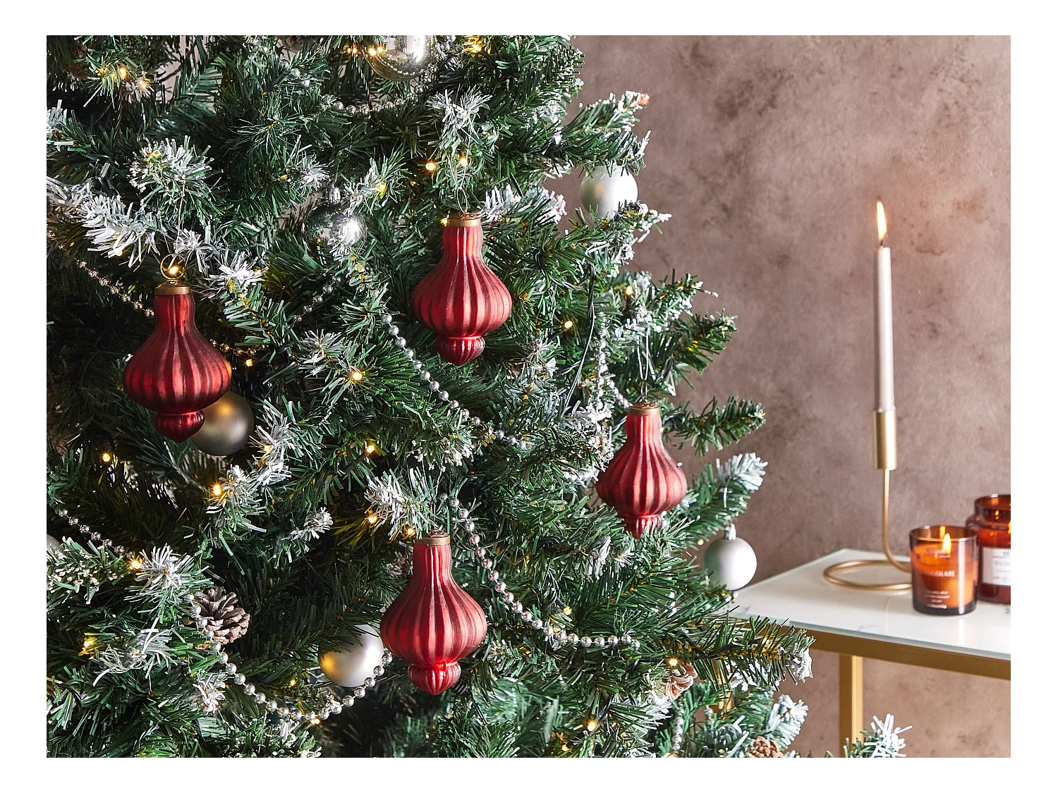 Lot de 8 boules BRILLANT Verre Rouge