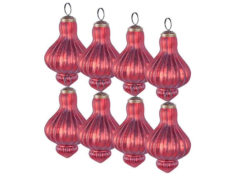 Lot de 8 boules BRILLANT Verre Rouge