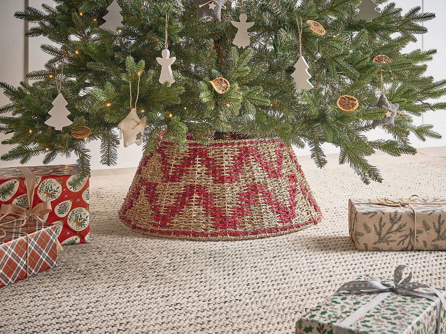 Jupe de sapin de Noël GLACE Herbier marin Rouge 60 cm