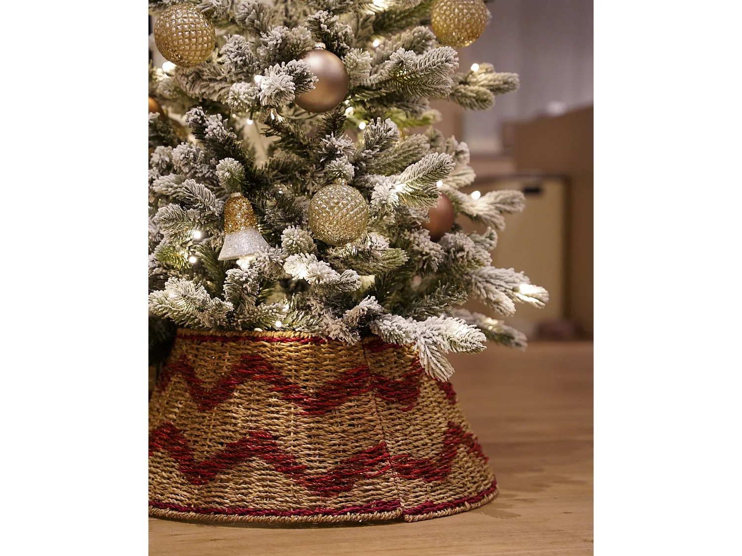 Jupe de sapin de Noël HIVER 51 cm Herbier marin Rouge