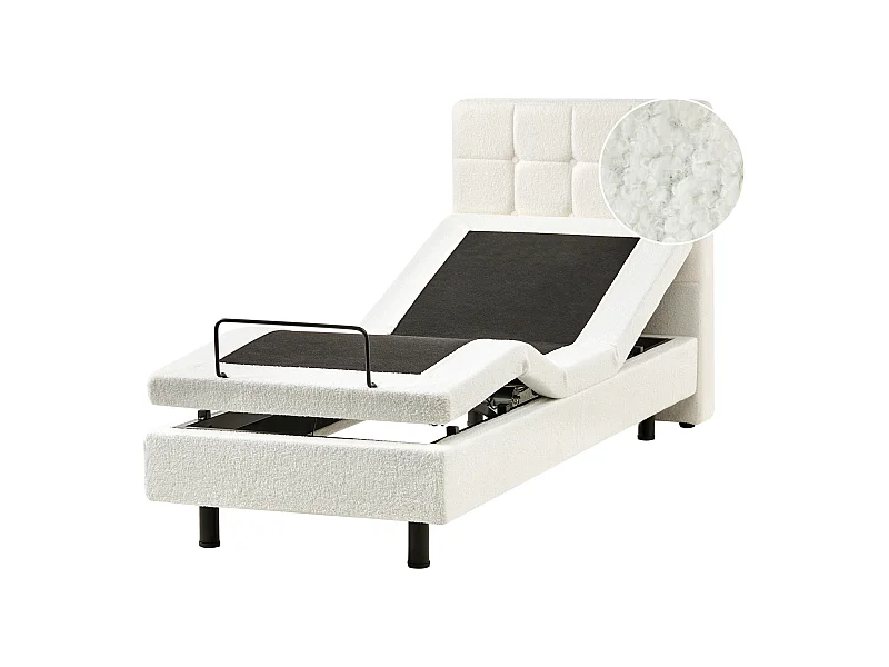 Lit réglable Bouclé DUKE 80 x 200 cm Blanc cassé