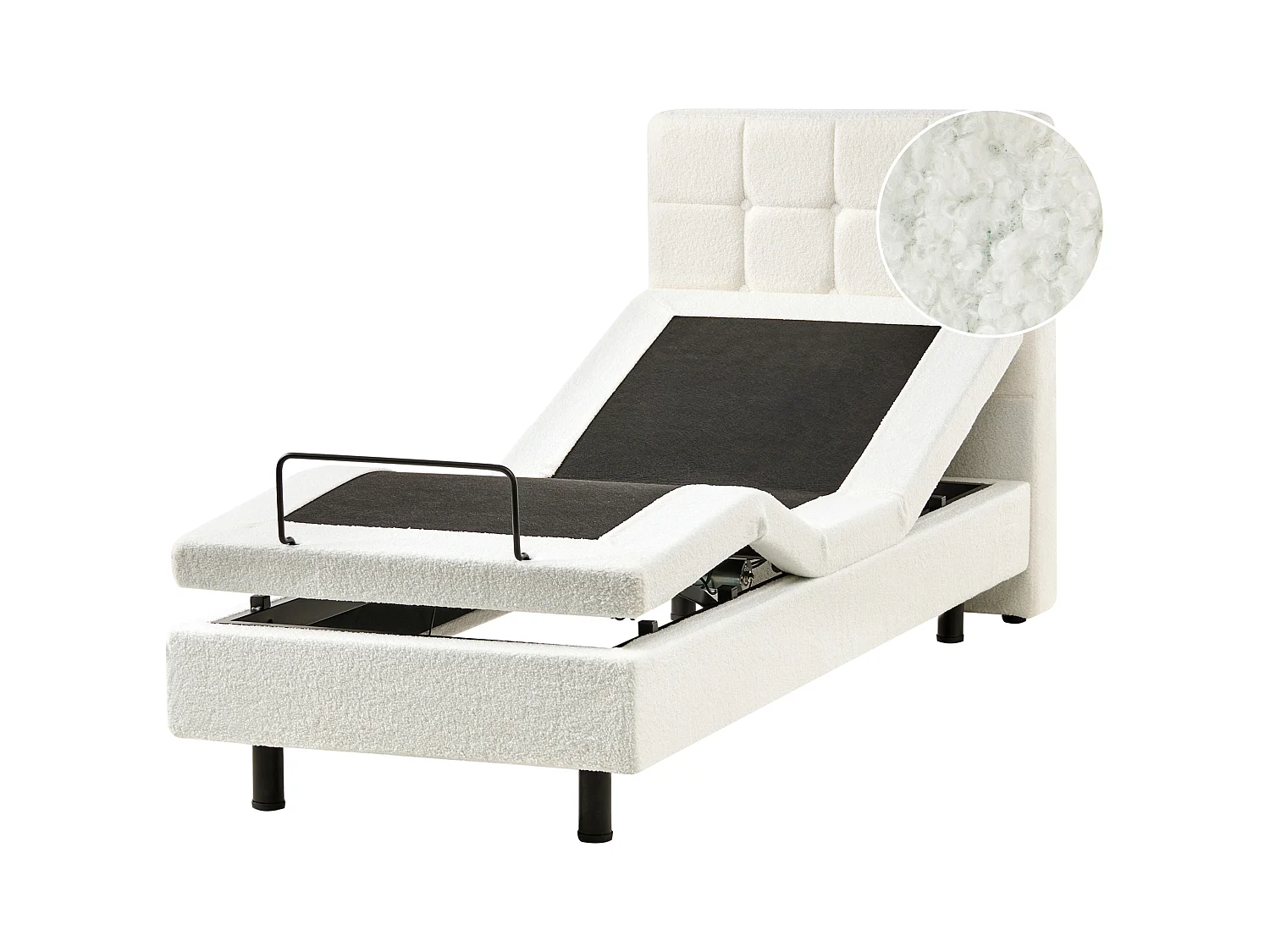 Lit réglable Bouclé DUKE 80 x 200 cm Blanc cassé