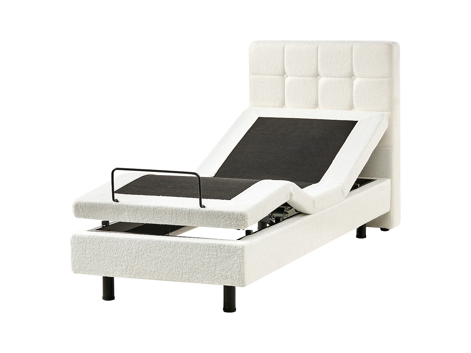 Lit réglable Bouclé DUKE 80 x 200 cm Blanc cassé