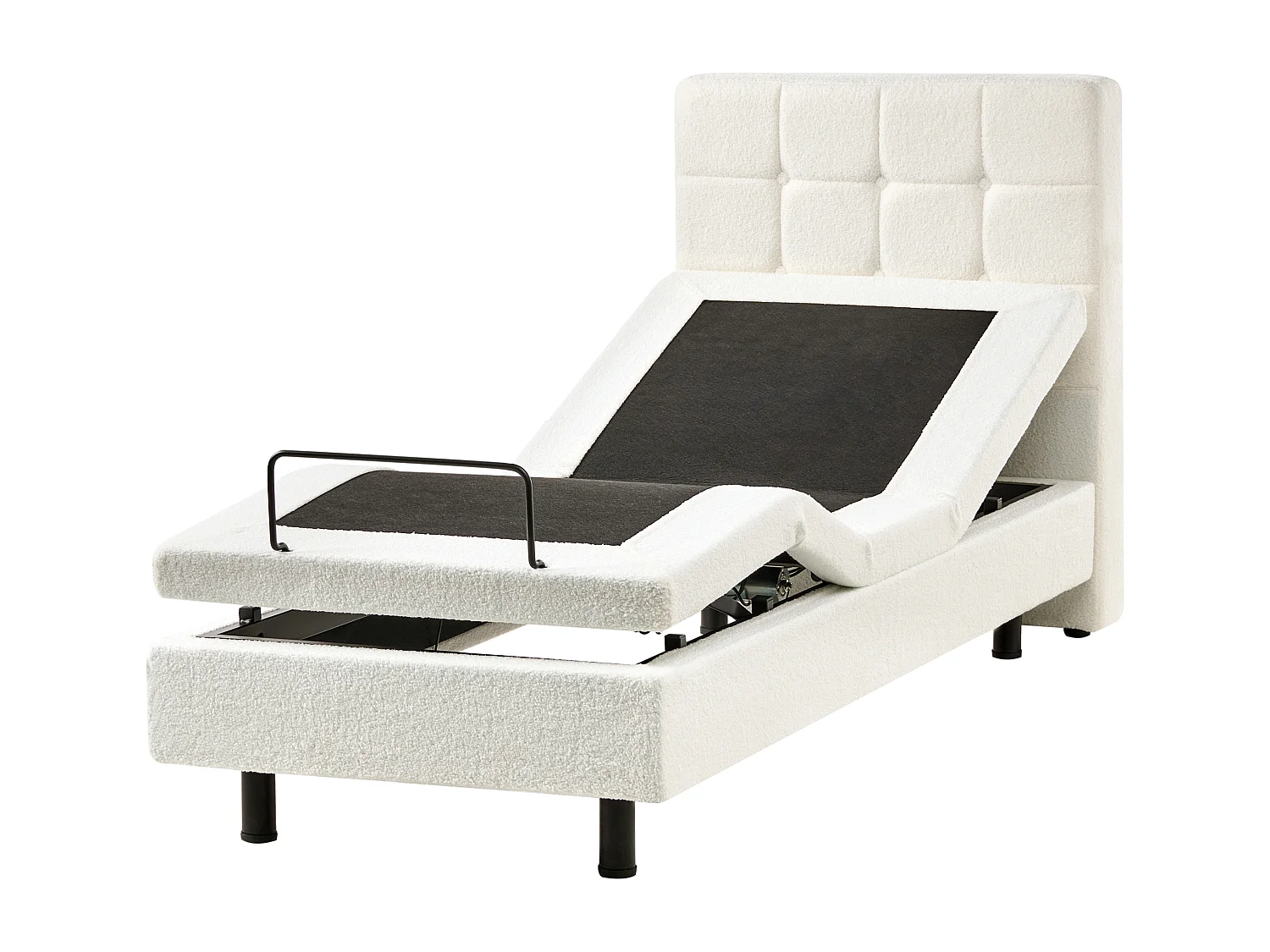 Lit réglable Bouclé DUKE 80 x 200 cm Blanc cassé